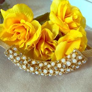 Gold mesh and faux pearl necklace. Gorgeous ❤️